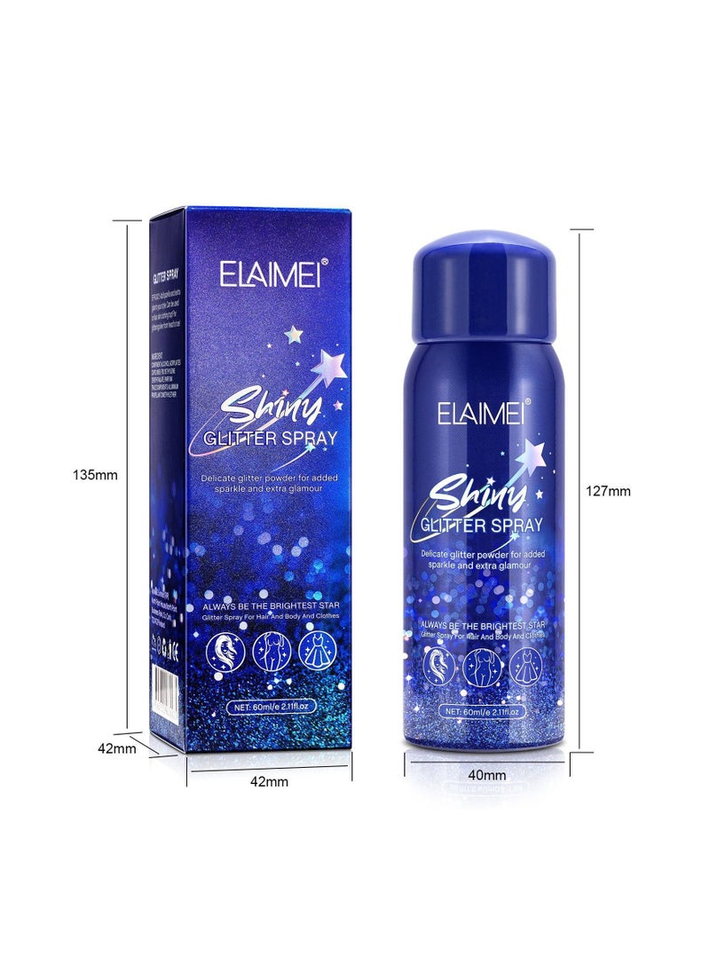BP - Body Glitter Spray, Glitter Spray for Hair and Body, Quick-Drying Waterproof Glitter Hairspray Highlighter Face Makeup Spray for Prom, Festival Rave, Party, Stage Makeup. - Image 1