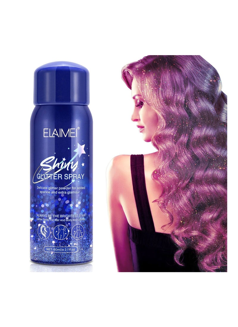 BP - Body Glitter Spray, Glitter Spray for Hair and Body, Quick-Drying Waterproof Glitter Hairspray Highlighter Face Makeup Spray for Prom, Festival Rave, Party, Stage Makeup. - Image 1