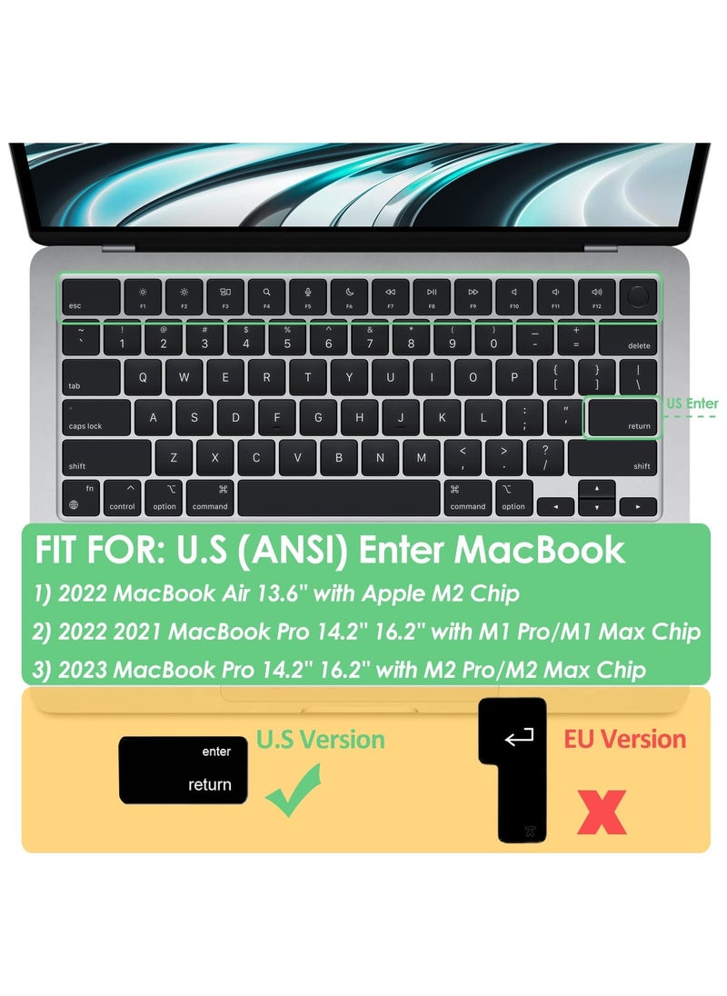 AMM US Version Russian/English  Silicone Keyboard Cover Compatible with MacBook New Air 13.6" & 15.3" M4/M3/M2 Model:-A3113/A2681/A2941/A3114 Release 2024/2023/2022"& MacBook Pro 14.2" & 16.2" M4/M3/M2/M1 Model:- A3112/A3185/A3401/A2992/A2918/A2779/A2442/ A3403/A3186/A2991/A2780/A2485 Release 2024-2021" Black  - Image 3