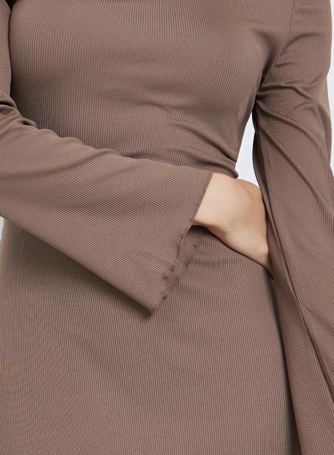 Take Two Brown Square Neck Ribbed Maxi Dress - Image 4