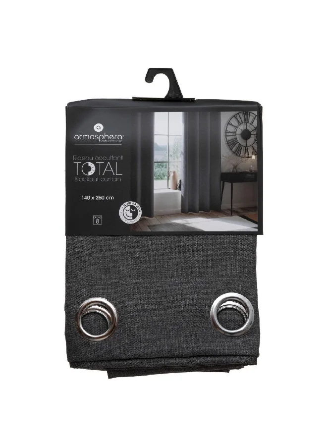 atmosphera Lua Total Blackout Curtain with Eyelets Dark Grey 140 x 260 cm 172435L