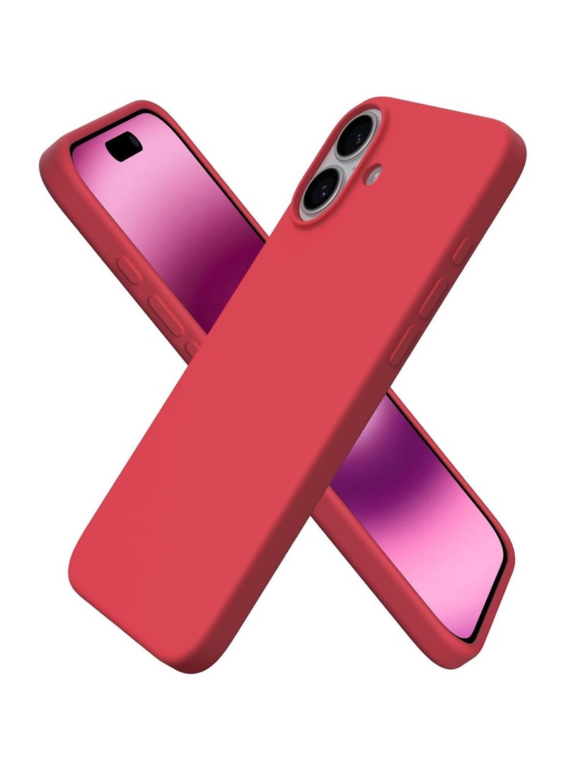 ACLIX Silicone Case Compatible with iPhone 16 Plus, Slim Liquid Silicone Phone Case with 3-Layer Soft Rubber Shockproof Bumper with TPU Lining (Red) - Image 1