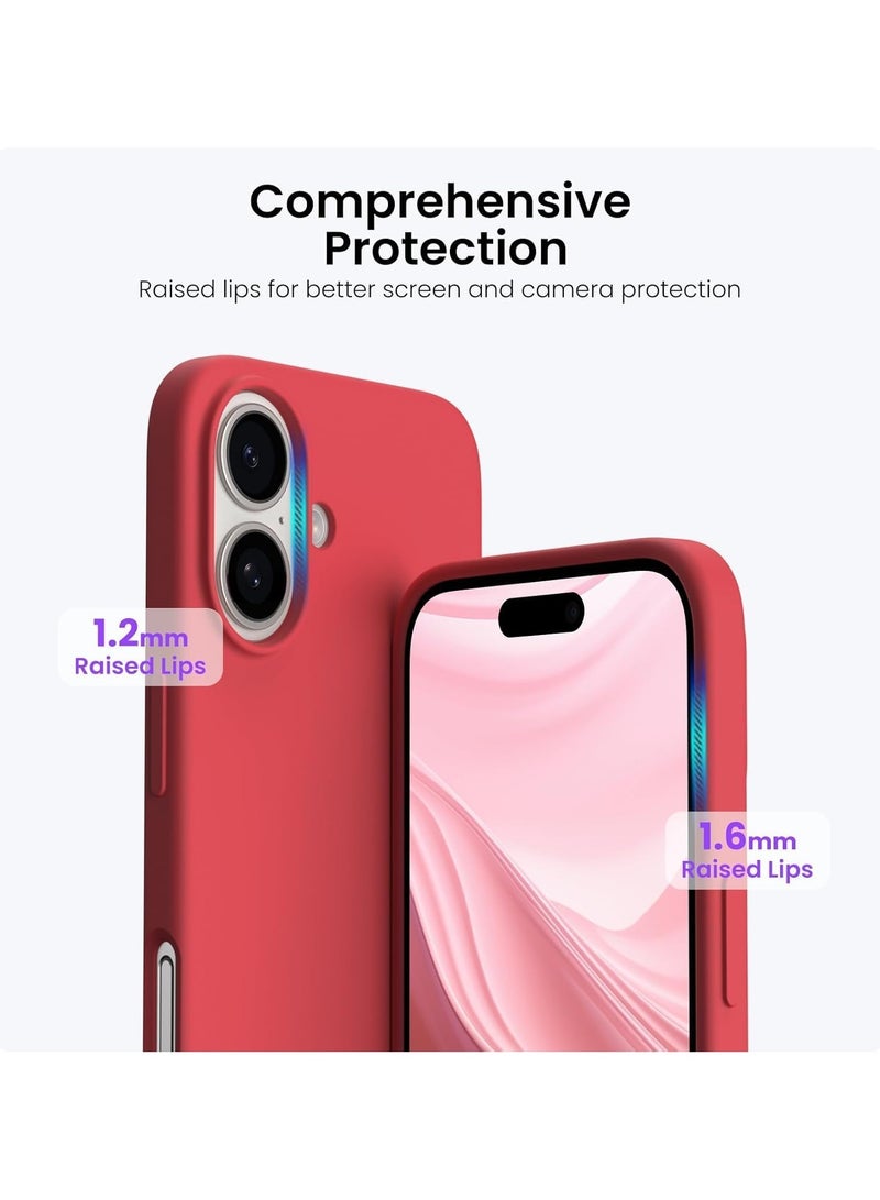 ACLIX Silicone Case Compatible with iPhone 16 Plus, Slim Liquid Silicone Phone Case with 3-Layer Soft Rubber Shockproof Bumper with TPU Lining (Red) - Image 5