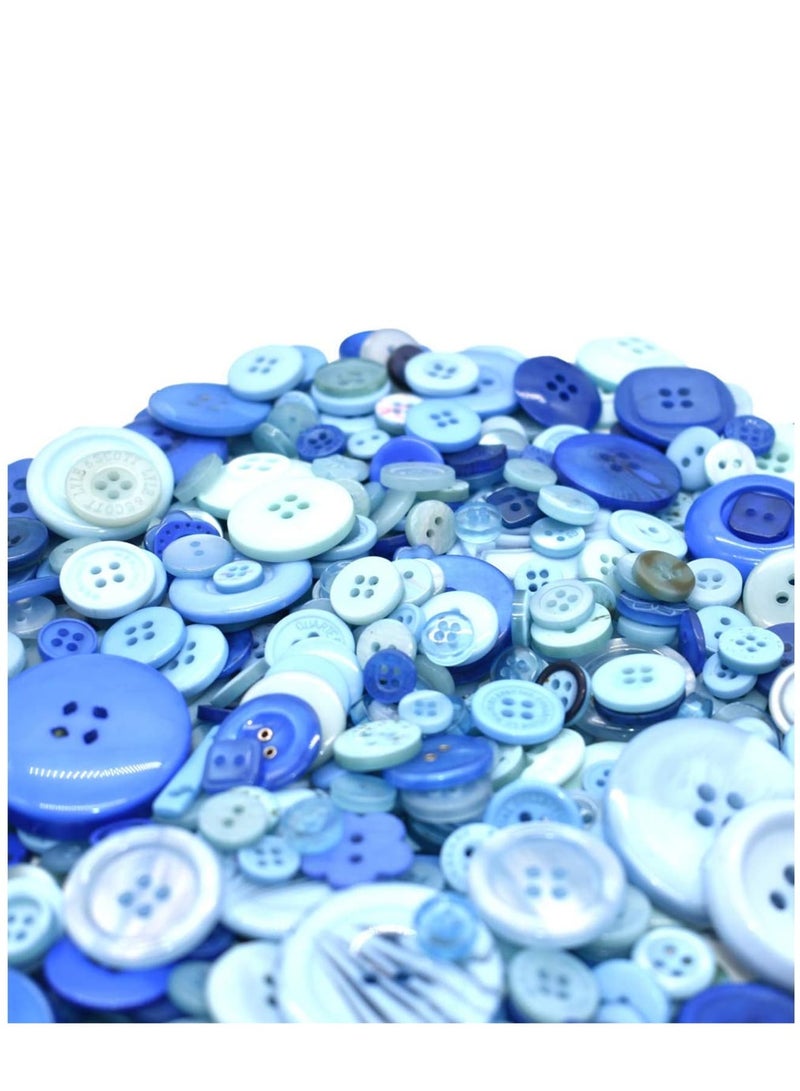 Zikra Assorted Size Resin Round Buttons DIY Craft Sewing Decorations for Kid's Painting (Blue, 200g set) - Image 4