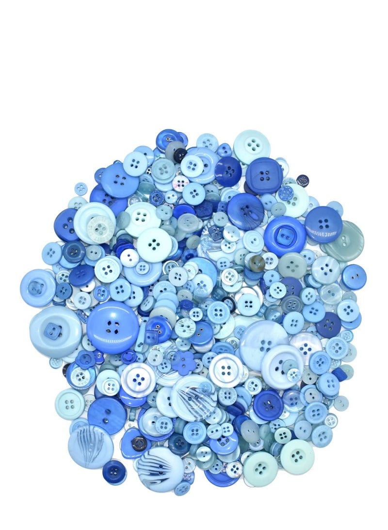Zikra Assorted Size Resin Round Buttons DIY Craft Sewing Decorations for Kid's Painting (Blue, 200g set) - Image 1