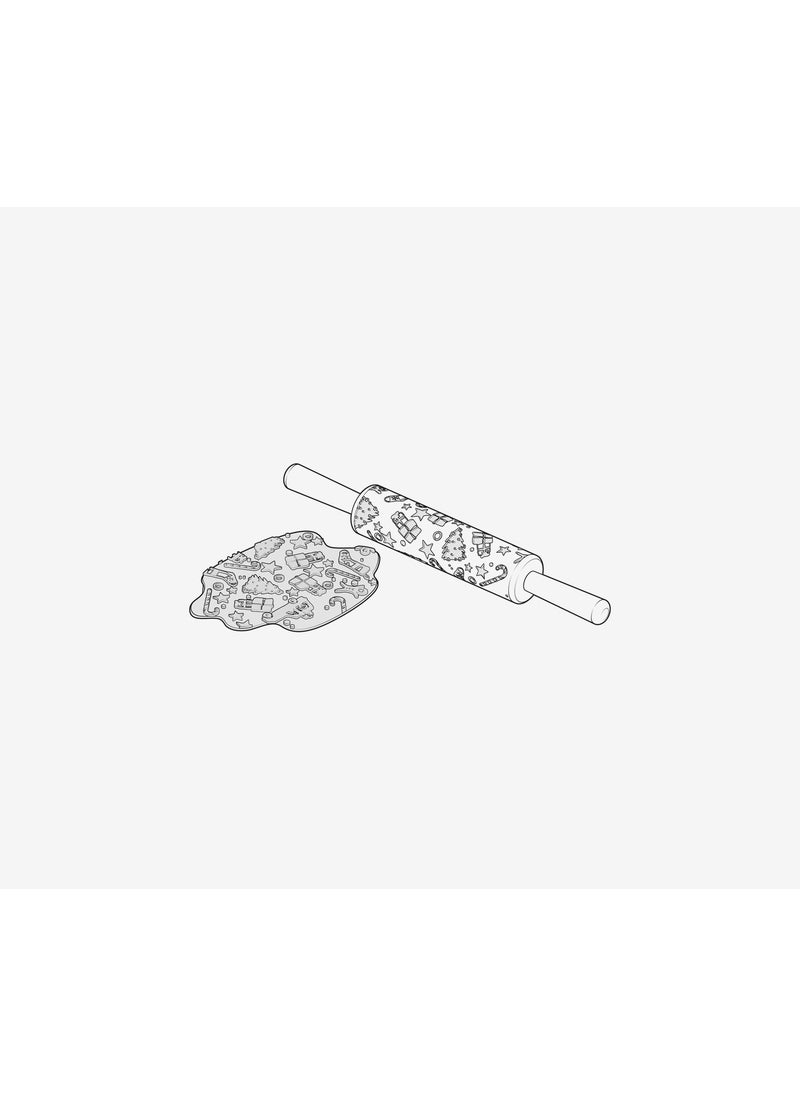 Tchibo - Motif Rolling Pin, Natural and Red - Image 1