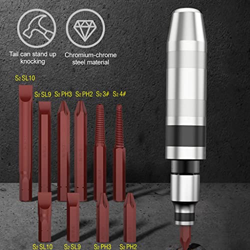 JEEJINYAN 12 PCS Manual Impact Driver, S2 Alloy Steel Impact Driver Bit Set, Broken Bolt Extractor Set, Rust Screw Extractor, Impact Screwdriver for Dismantling the Old Screws (12PCS) - Image 3