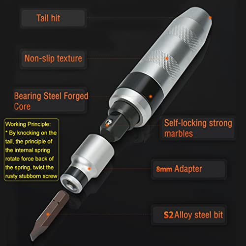 JEEJINYAN 12 PCS Manual Impact Driver, S2 Alloy Steel Impact Driver Bit Set, Broken Bolt Extractor Set, Rust Screw Extractor, Impact Screwdriver for Dismantling the Old Screws (12PCS) - Image 4