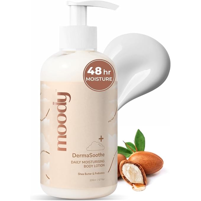 Moody DermaSoothe Ceramide & Rice Brightening Body Lotion | Hydrating & Repairing Moisturiser | With Vitamin E | 48 Hour Moisturisation | Suits All Skin Types | Men & Women | 200 ml - Image 1