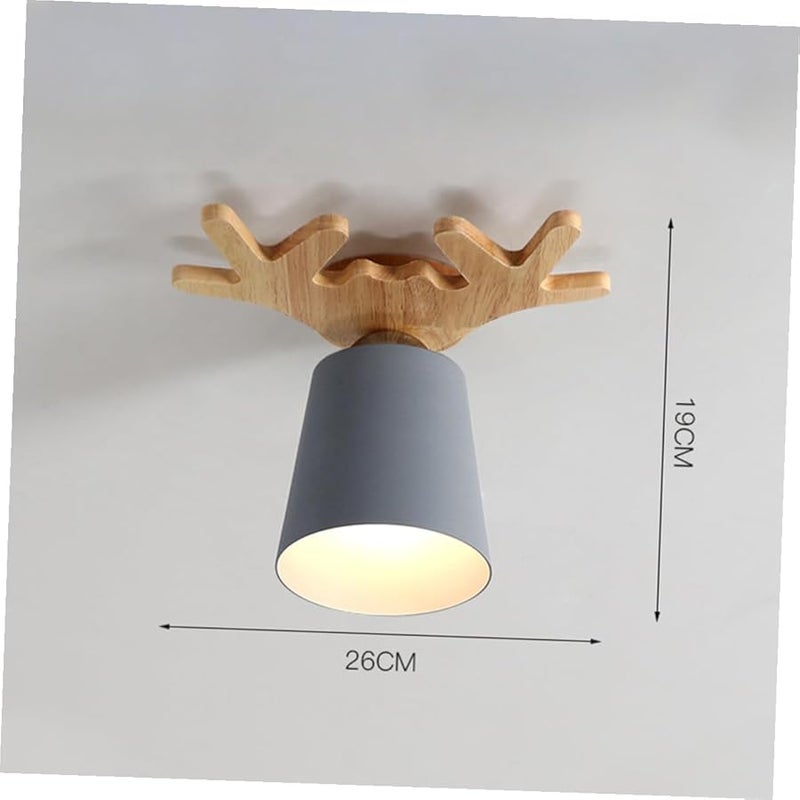 Gray Antler Ceiling Light Fixture Rustic Nordic Style Pendant Easy to Install for Indoor Hallway - Image 3