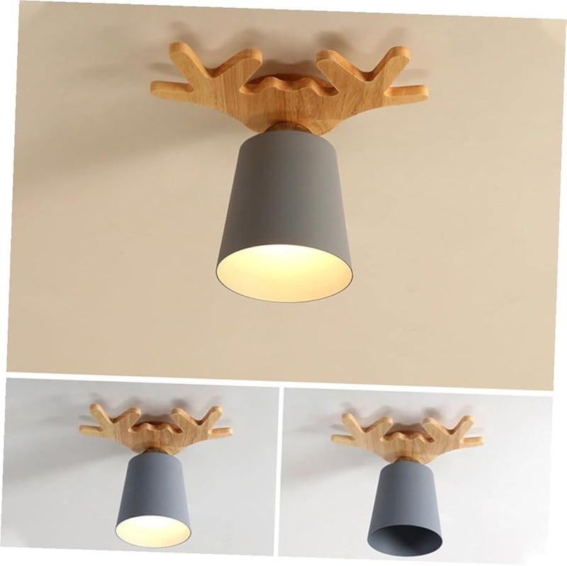 Gray Antler Ceiling Light Fixture Rustic Nordic Style Pendant Easy to Install for Indoor Hallway - Image 4