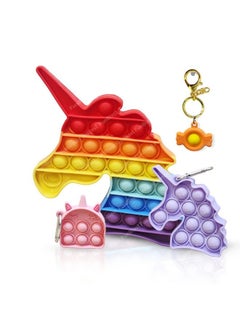 Unicorn Pop It Toy For Kids Pop It Key Rings;Key Chain Kawaii Key Rings Unicorn Fidget Pop It Squeeze Sensory Toy With Key Ring For Home Office Car Pack Of 4 Units (Multicolor)
