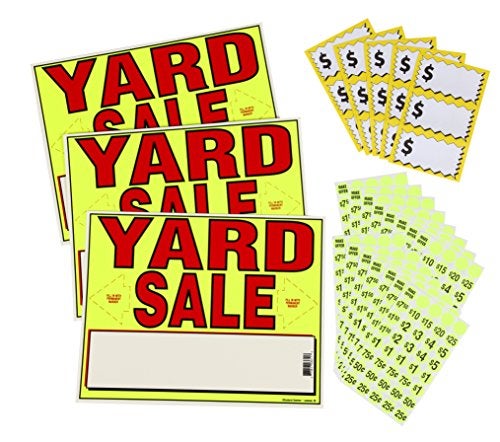 Sunburst Systems 4195 Yard Sale EZ Kit w/Direction Space, Repriced Stickers, Price Label Sheets, Neon Yellow 11 * 14 inches - Image 1