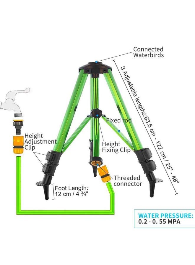 BAUSATZ Outdoor Water Sprinkler for Yard Lawn Sprinkler with Brass Sprinkler Head Tripod Hose Sprinkler 360 Degree Rotating Tripod Sprinkler Adjustable Garden Sprinkler Heavy Duty Impact Sprinkler 1pc - Image 3