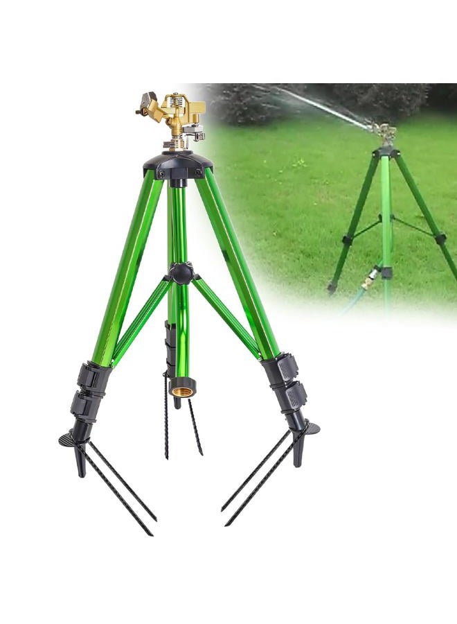 BAUSATZ Outdoor Water Sprinkler for Yard Lawn Sprinkler with Brass Sprinkler Head Tripod Hose Sprinkler 360 Degree Rotating Tripod Sprinkler Adjustable Garden Sprinkler Heavy Duty Impact Sprinkler 1pc - Image 1