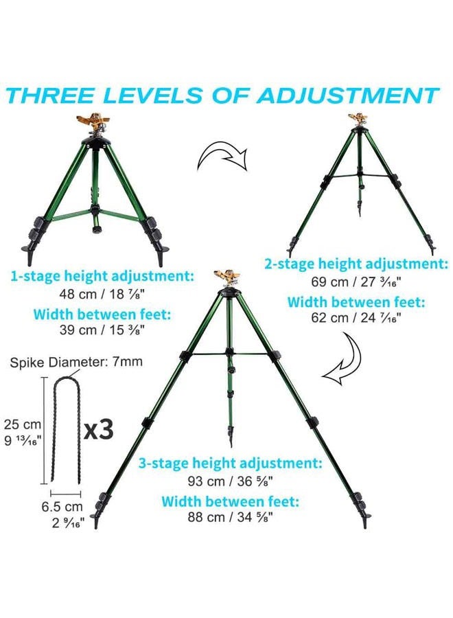BAUSATZ Outdoor Water Sprinkler for Yard Lawn Sprinkler with Brass Sprinkler Head Tripod Hose Sprinkler 360 Degree Rotating Tripod Sprinkler Adjustable Garden Sprinkler Heavy Duty Impact Sprinkler 1pc - Image 2