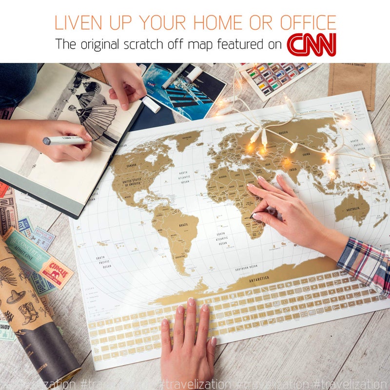 Travelization Scratch Off Map of The World with Flags - 24 x 17 Easy to Frame Scratch Off World Map Wall Art Poster with US States & Flags - Original World Map Scratch Off Travel Map Designed for Travelers - Image 4