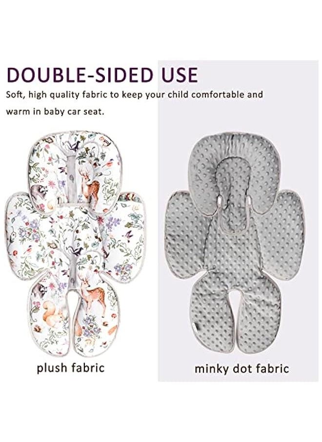Gonice - 2-in-1 Baby Car Seat Head & Body Support, Reversible Infant Car Seat Insert for Newborn Boys Girls, Soft Carseat Cushion Perfect for Baby Car Seats, Strollers, Bouncers, Woodland Animal - Image 1