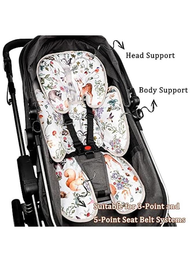 Gonice - 2-in-1 Baby Car Seat Head & Body Support, Reversible Infant Car Seat Insert for Newborn Boys Girls, Soft Carseat Cushion Perfect for Baby Car Seats, Strollers, Bouncers, Woodland Animal - Image 1