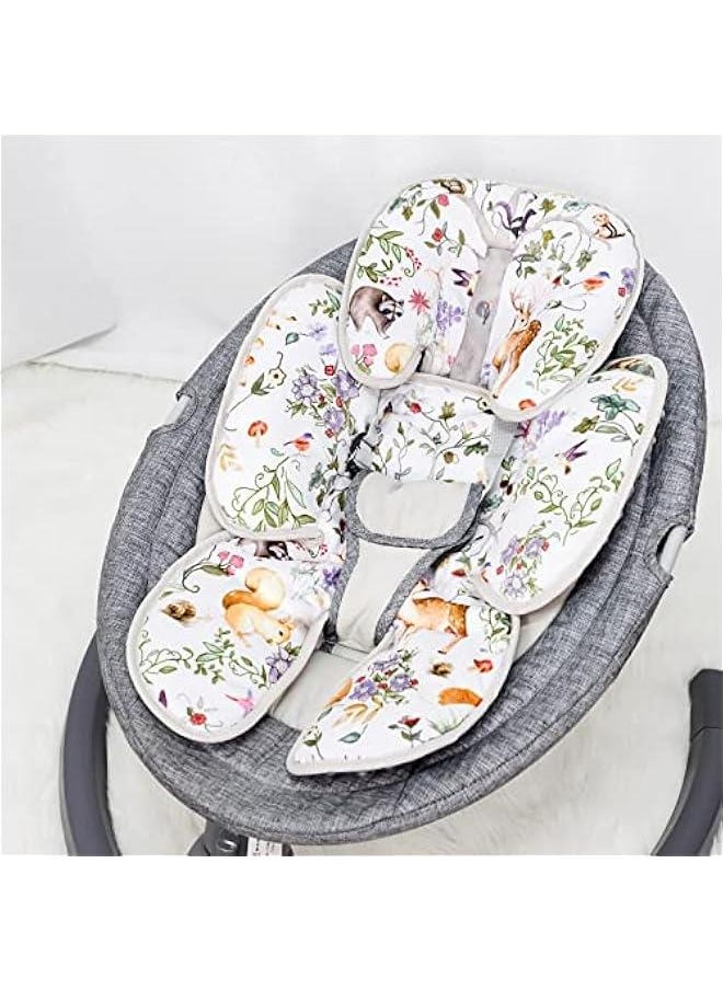 Gonice - 2-in-1 Baby Car Seat Head & Body Support, Reversible Infant Car Seat Insert for Newborn Boys Girls, Soft Carseat Cushion Perfect for Baby Car Seats, Strollers, Bouncers, Woodland Animal - Image 1
