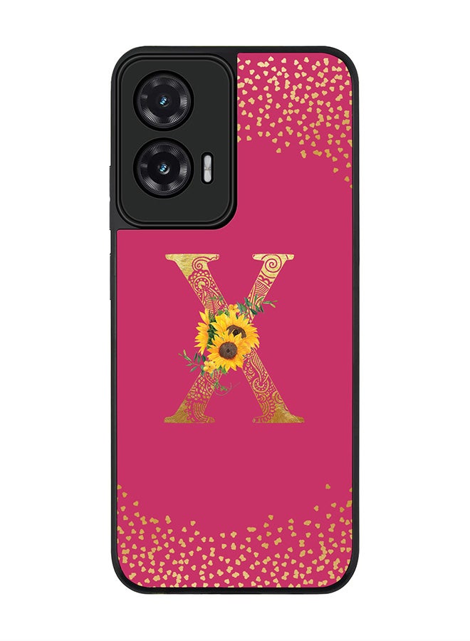 Stylizedd For Motorola Moto G35 Case,Slim fit Camera Protection, Shockproof Thin Phone cover  - Custom Floral Monogram - X ( Deep Pink )