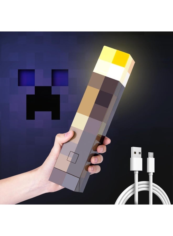 مصباح شعلة مثبت على الجدار، ضوء ليلي LED، قابل لإعادة الشحن عبر USB، تصميم إضاءة ماينكرافت (تصميم كلاسيكي) - Image 4