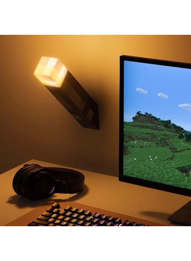 مصباح شعلة مثبت على الجدار، ضوء ليلي LED، قابل لإعادة الشحن عبر USB، تصميم إضاءة ماينكرافت (تصميم كلاسيكي) - Image 3