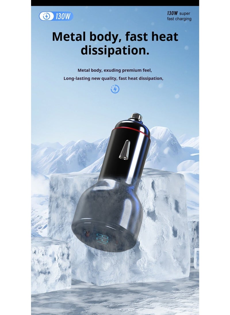 130W Super Fast Dual-Port Car Charger with 100W 3-in-1 Cable – PD 100W for Laptop & USB-A 30W, Intelligent Voltage Regulation for All Vehicles 12V-24V - Image 1