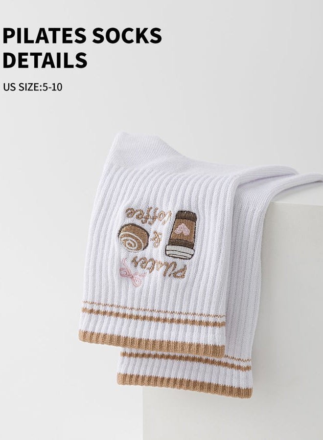 Yawlsow Pilates Grip Socks for Women Yoga Grippy Socks Cute Barre Non Skid Athletic Crew Sticky Sock Workout Hospital - Image 5