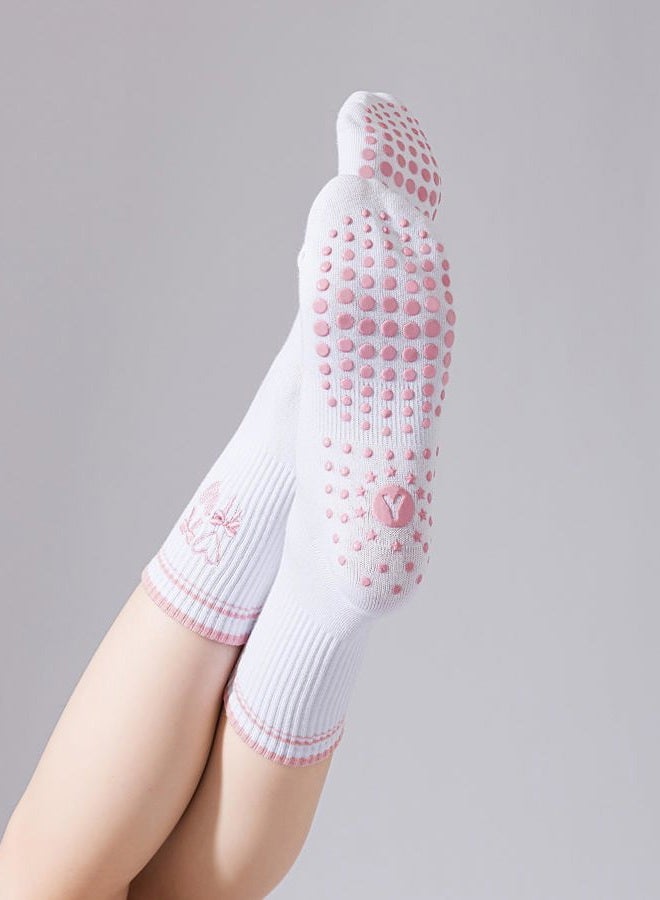 Yawlsow Pilates Grip Socks for Women Yoga Grippy Socks Cute Barre Non Skid Athletic Crew Sticky Sock Workout Hospital - Image 4