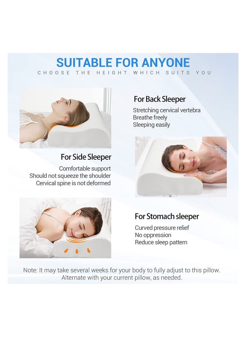 ELTRAZONE Memory Foam Pillow (23.6"x13.8"), Findigit Cervical Neck Support Pillow for Sleeping, Contour Ergonomic Orthopedic Pillow for Back, Side Sleeper - Image 3