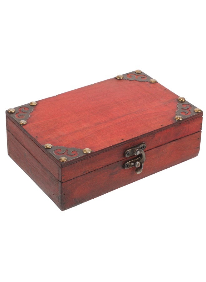 صندوق خشبي لحفظ المجوهرات التذكارية، وجمع العملات، وديكور المنزل، صندوق صغير، صندوق كنز - 18×12×6 سم - Image 1