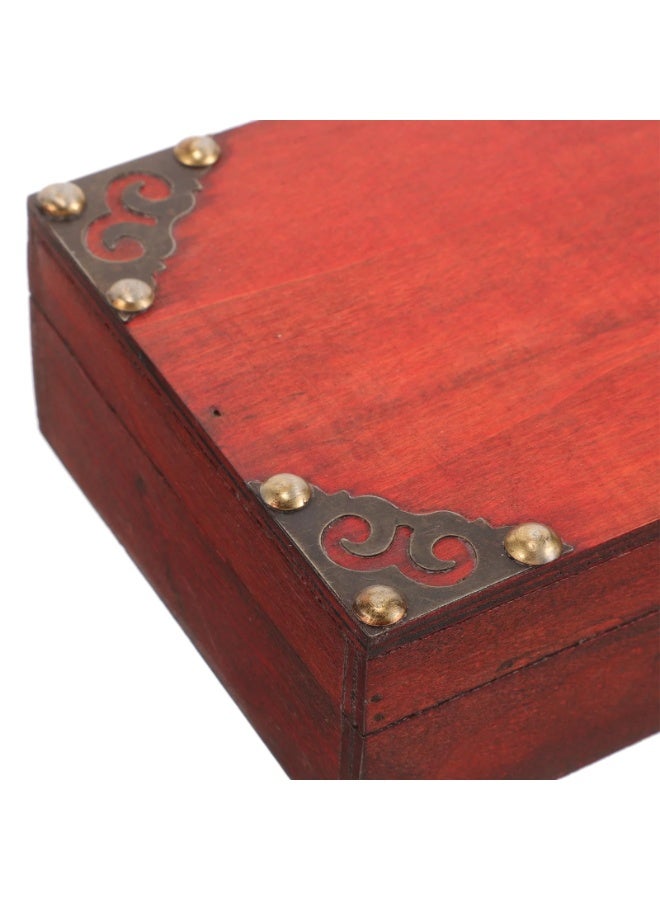 صندوق خشبي لحفظ المجوهرات التذكارية، وجمع العملات، وديكور المنزل، صندوق صغير، صندوق كنز - 18×12×6 سم - Image 2