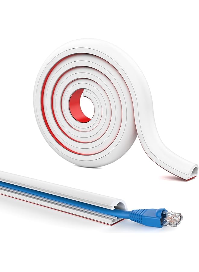 PROMASS Wall Cord Hider, Self Adhesive Cable Hider Cord Cover for Wires, Flexible Wire Cover Cable Raceway for Cord Management (White, Inner hole:7mm*8mm*2m)