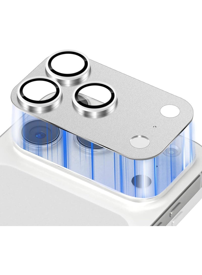 iPhone 17 Pro Max Camera Lens Protector, Aluminium Alloy & 9H Tempered Glass Protective Film, Silver