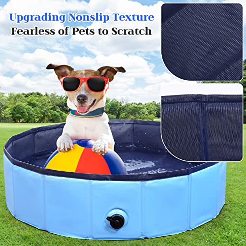 Eooqi Foldable Dog Pool, Portable Pet Bath Tub and Kiddie Swimming Pool, Collapsible Bathtub for Puppies, Small, Medium and Large Dogs, Cats and Kids, 48 x 12 in, Blue - Image 4