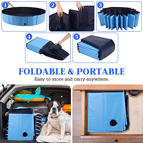 Eooqi Foldable Dog Pool, Portable Pet Bath Tub and Kiddie Swimming Pool, Collapsible Bathtub for Puppies, Small, Medium and Large Dogs, Cats and Kids, 48 x 12 in, Blue - Image 5