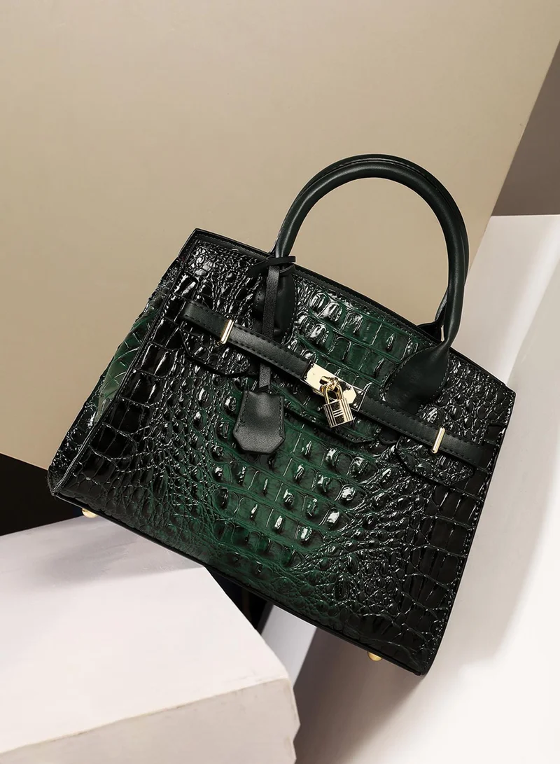 Haute Sauce  Lock Buckle Handbag - Forest Green  | Best Price UAE