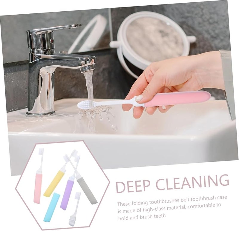 5 قطع فرشاة أسنان قابلة للطي للسفر، شعيرات ناعمة، مجموعة متعددة الألوان مدمجة للحمل السهل - Image 5