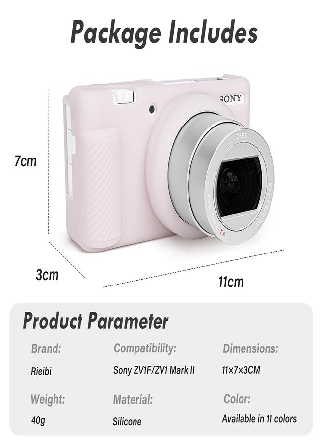 Rieibi ZV-1F Camera Case, Soft Silicone Protective Case for Sony ZV1F/ZV-1M2/ZV-1 Mark II (NOT for ZV1) Vlog Camera, Lightweight ZV1F Cover - Pink White - Image 2