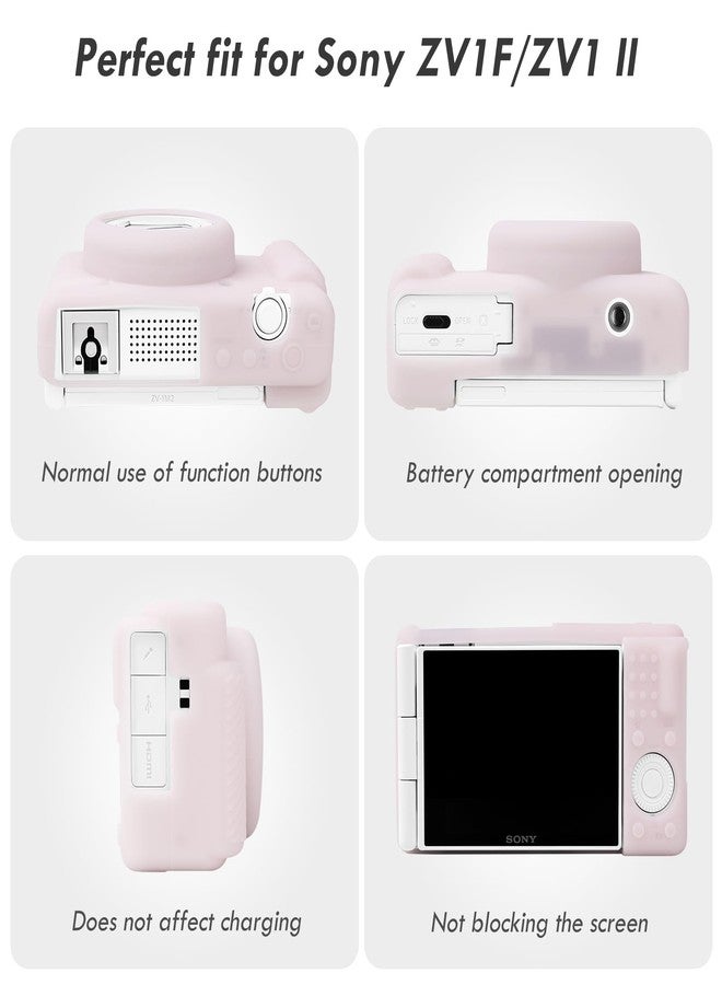 Rieibi ZV-1F Camera Case, Soft Silicone Protective Case for Sony ZV1F/ZV-1M2/ZV-1 Mark II (NOT for ZV1) Vlog Camera, Lightweight ZV1F Cover - Pink White - Image 3