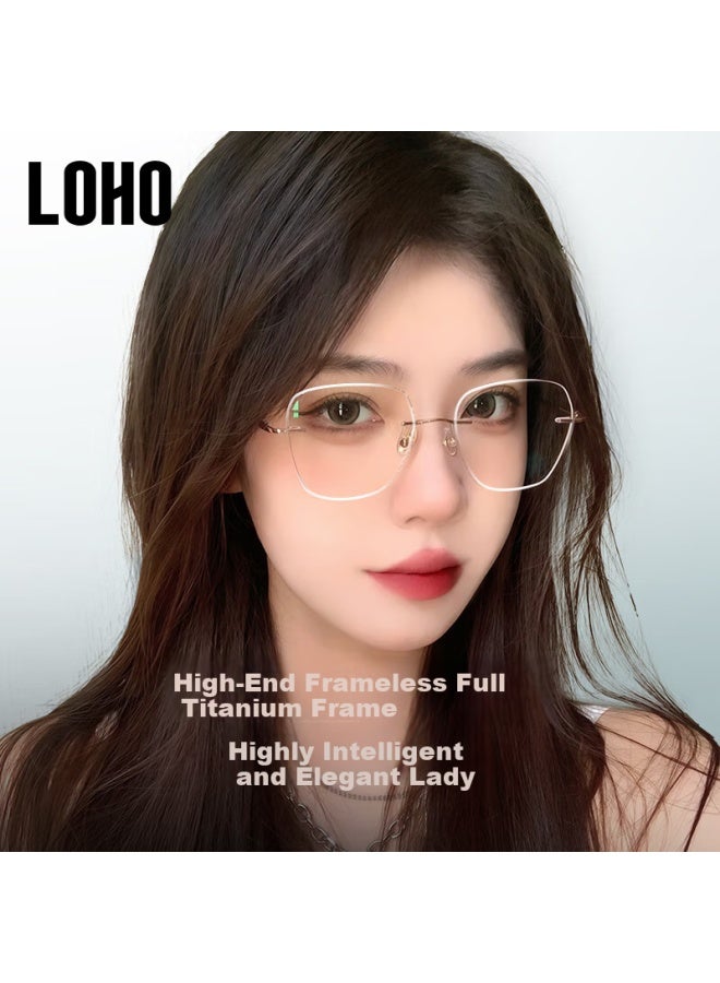 Loho Zeiss Lens Frameless Gl Women Anti-blue Light Slimming High-end Sense Plain Light Eye Protection Eyeglass Frame - Image 3
