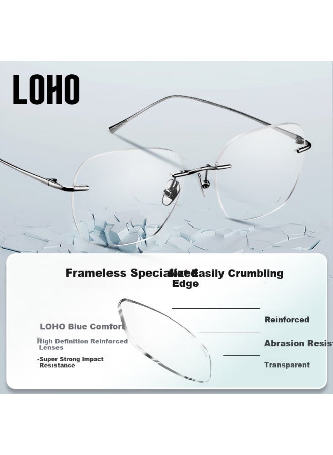 Loho Zeiss Lens Frameless Gl Women Anti-blue Light Slimming High-end Sense Plain Light Eye Protection Eyeglass Frame - Image 5