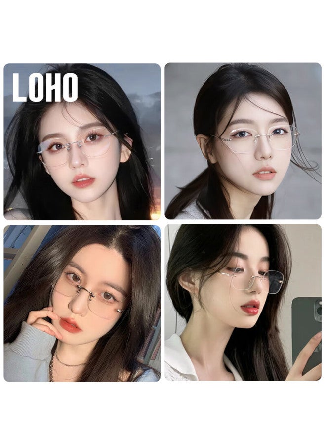 Loho Zeiss Lens Frameless Gl Women Anti-blue Light Slimming High-end Sense Plain Light Eye Protection Eyeglass Frame - Image 4