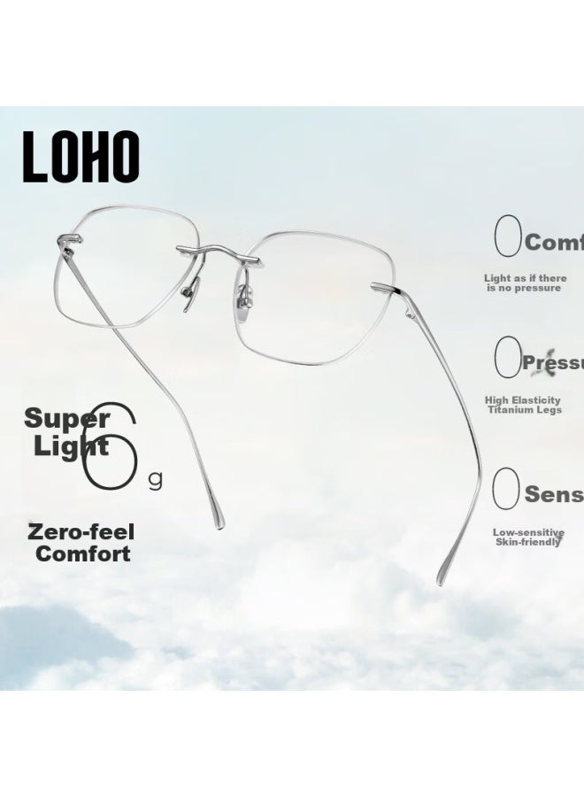 Loho Zeiss Lens Frameless Gl Women Anti-blue Light Slimming High-end Sense Plain Light Eye Protection Eyeglass Frame - Image 1