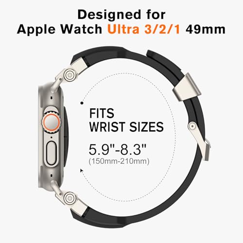 amBand Bands Compatible with Apple Watch Ultra 3/2/1 49mm, M1 Sport Series Rugged Durable Strap with Metal Connector to Match Ultra's Titanium Case for iWatch 49 mm Men Titanium/Black - Image 5