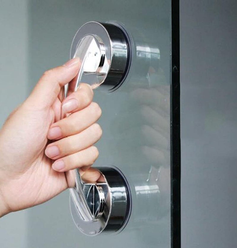 YIDELAI - Suction Cup Door Handle, Glass Door Handle, Refrigerator, Drawer, Bathroom, Suction Cup armrest, Bathtub Shower Handle, Kitchen Drawer Cabinet Handle (Big Silver) - Image 1