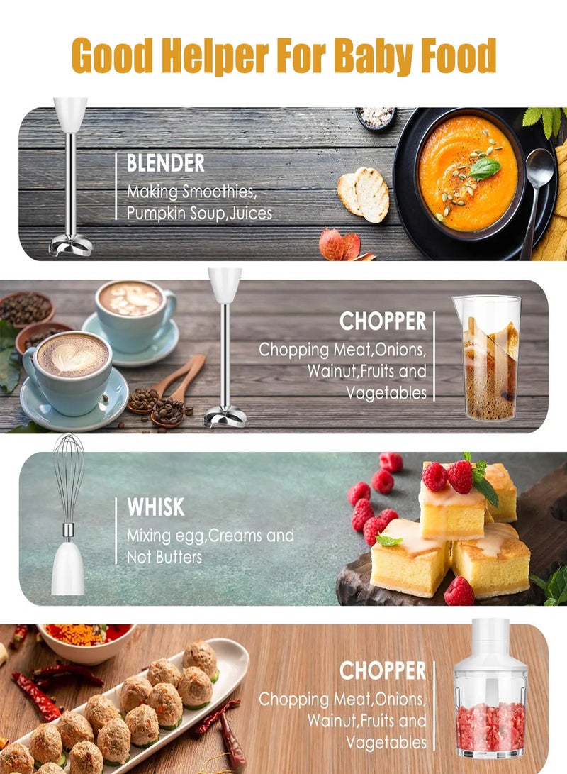 CUBEXELL Hand Blender,5 In 1 Electric Mixer 1000W Multipurpose Blender Portable Stainless Steel Blender With Chopper and Whisk 600ML Mixing Cup and 500ML Meat Grinding Bowl - Image 4