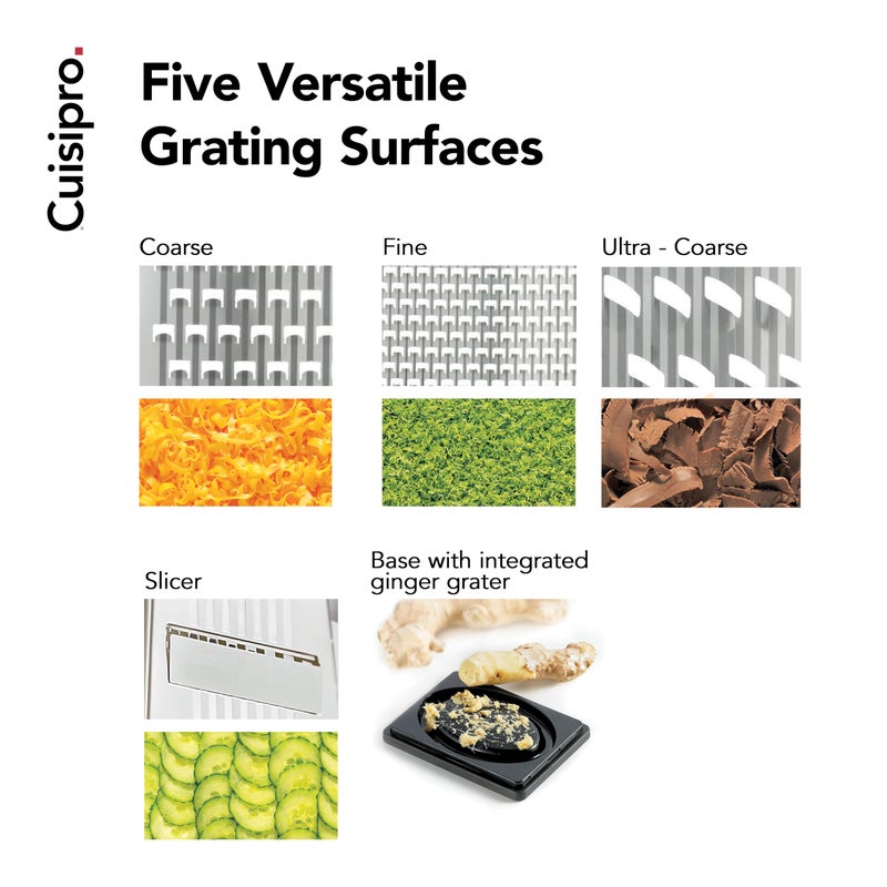 Cuisipro Stainless Steel Cheese Grater with Handle, 4 Sided Box Grater for Kitchen, Ginger Grater Dishwasher Safe, Fruit and Vegetables Slicer, Cheese Shredder for Potato, Chocolate, Parmesan, Ginger - Image 4