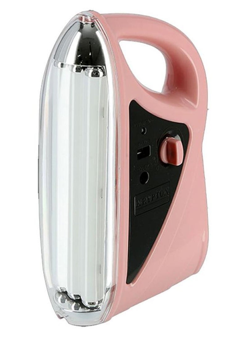 KRYPTON Rechargeable LED Emergency Light With USB & Solar Charger Jacks Pink/Black - Image 1